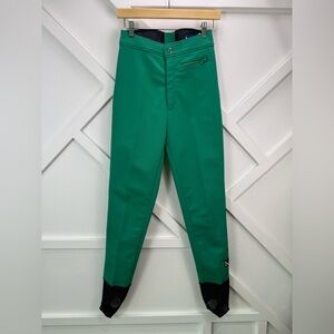 Vintage SERAC Schoeller Stretch Ski Pants Green Stirrup Snow Alpine Women 10
